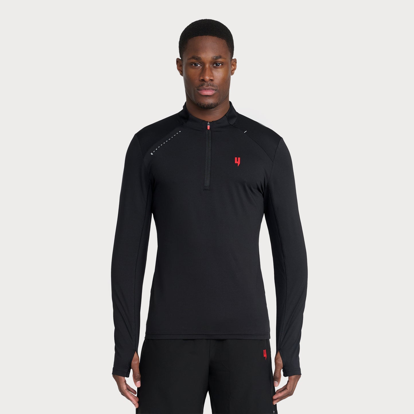 PERFORMANCE 1/2 ZIP TOP BLACK/RED