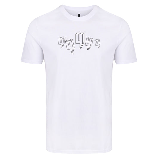 WHITE TEE FIVE Y LOGO BLACK OUTLINE