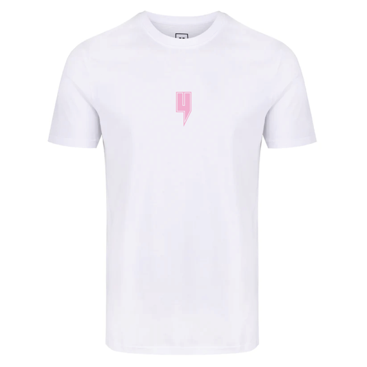 WHITE TEE PINK OUTLINE Y LOGO