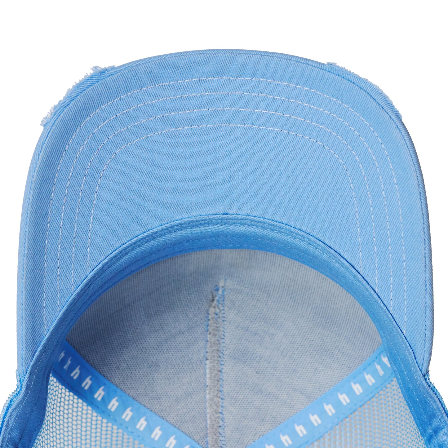BABY BLUE CAP WHITE STITCH CONTRAST