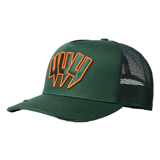 YYY CAP DARK GREEN ORANGE OUTLINE