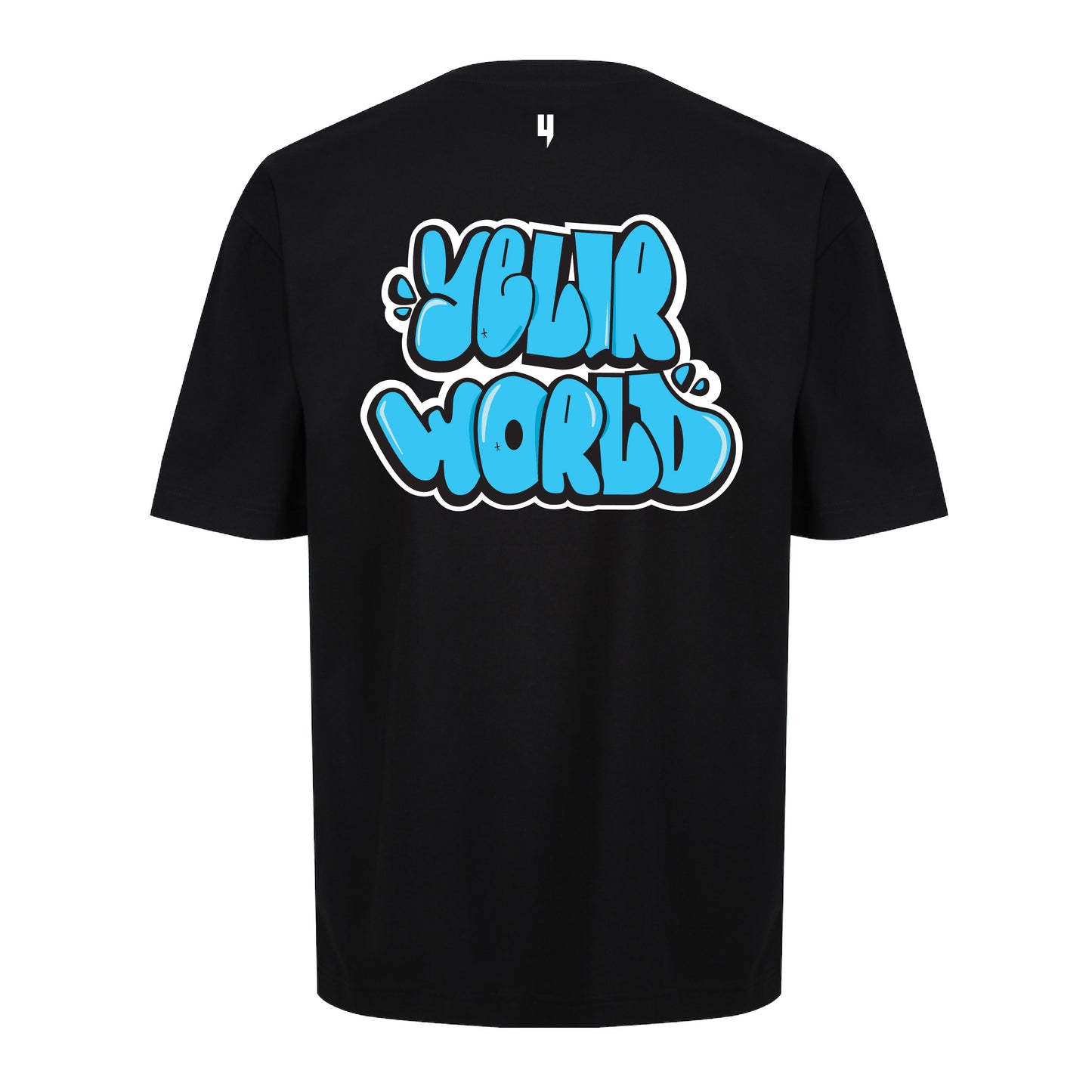 BLACK RELAXED FIT TEE BLUE GRAFFITI LOGO