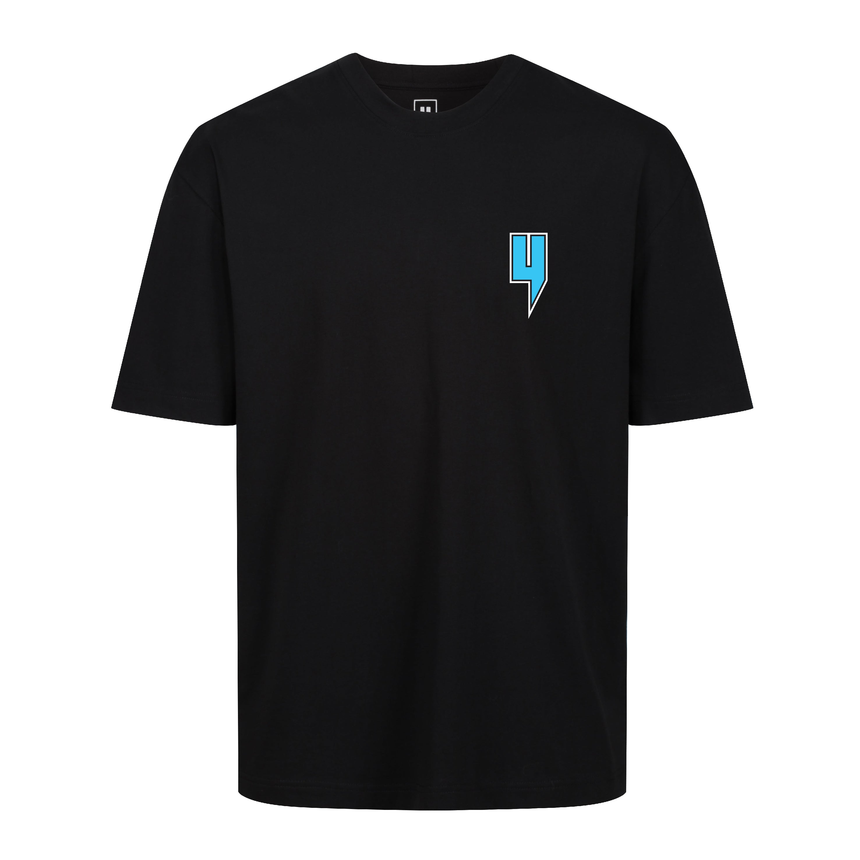 BLACK RELAXED FIT TEE BLUE GRAFFITI LOGO – YELIR WORLD