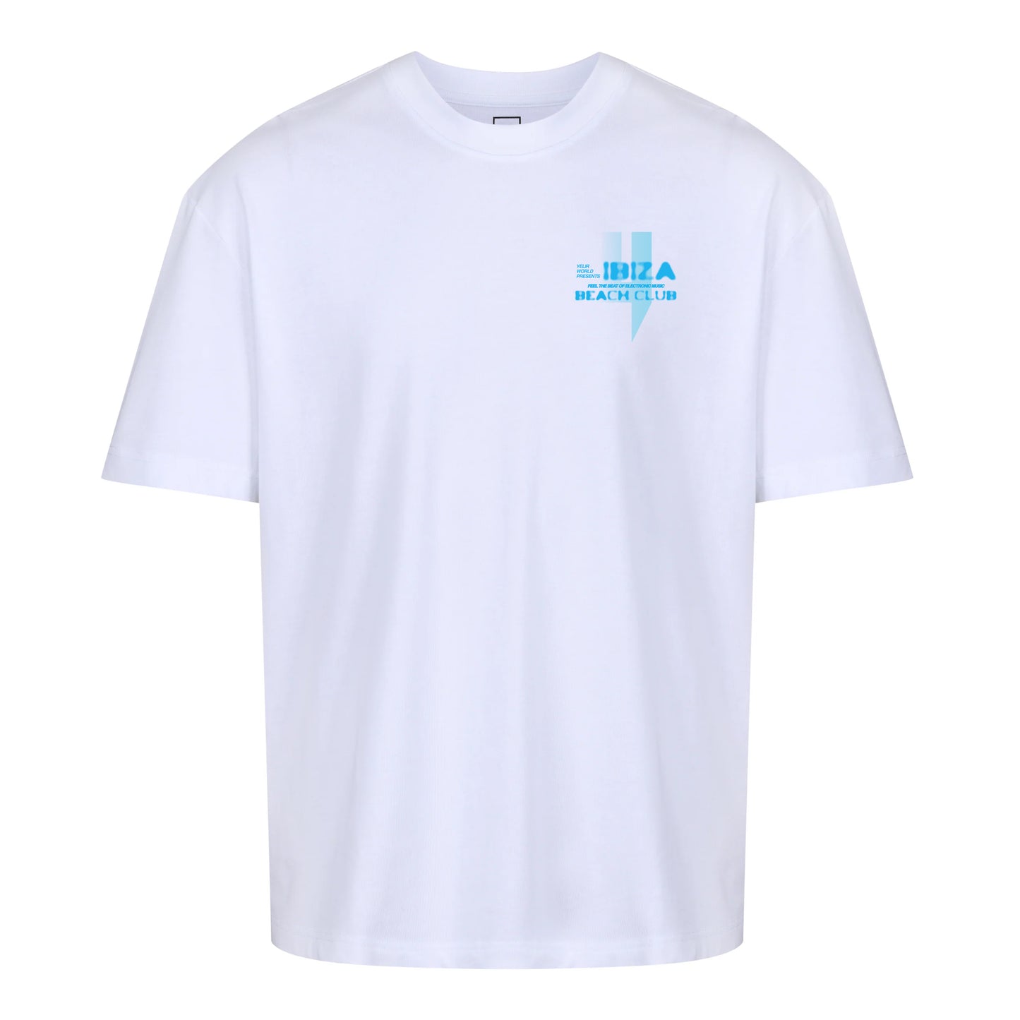 WHITE RELAXED FIT TEE BLUE BEACH CLUB LOGO
