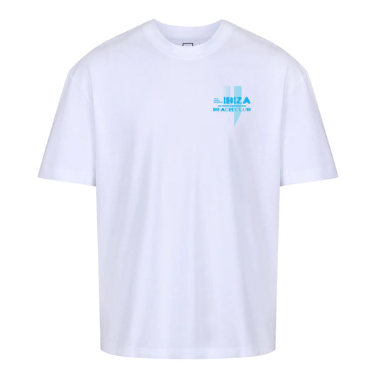 WHITE RELAXED FIT TEE BLUE BEACH CLUB LOGO