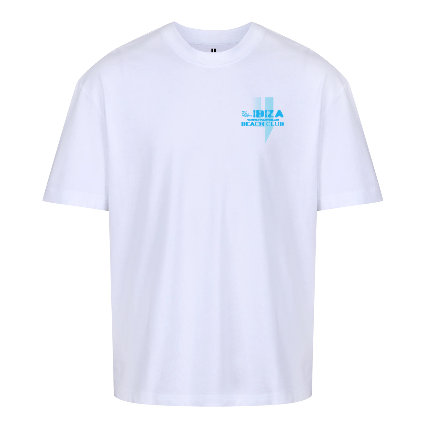 WHITE RELAXED FIT TEE BLUE BEACH CLUB LOGO