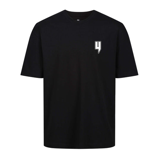 BLACK RELAXED FIT TEE WHITE GRAFFITI LOGO