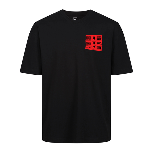 BLACK RELAXED FIT TEE RED IBIZA TICKET LOGO