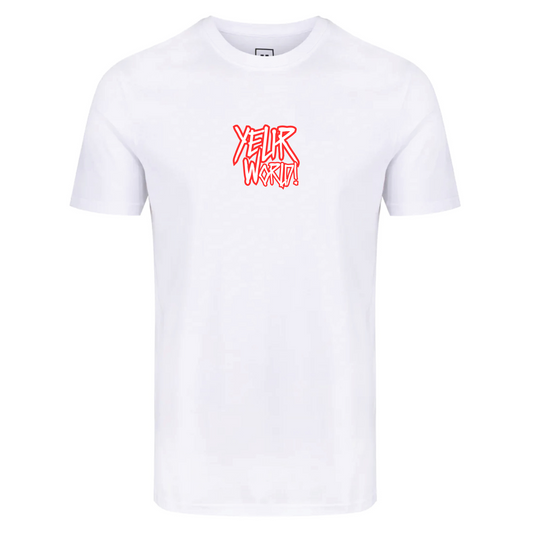 SCRIPT TEE WHITE RED