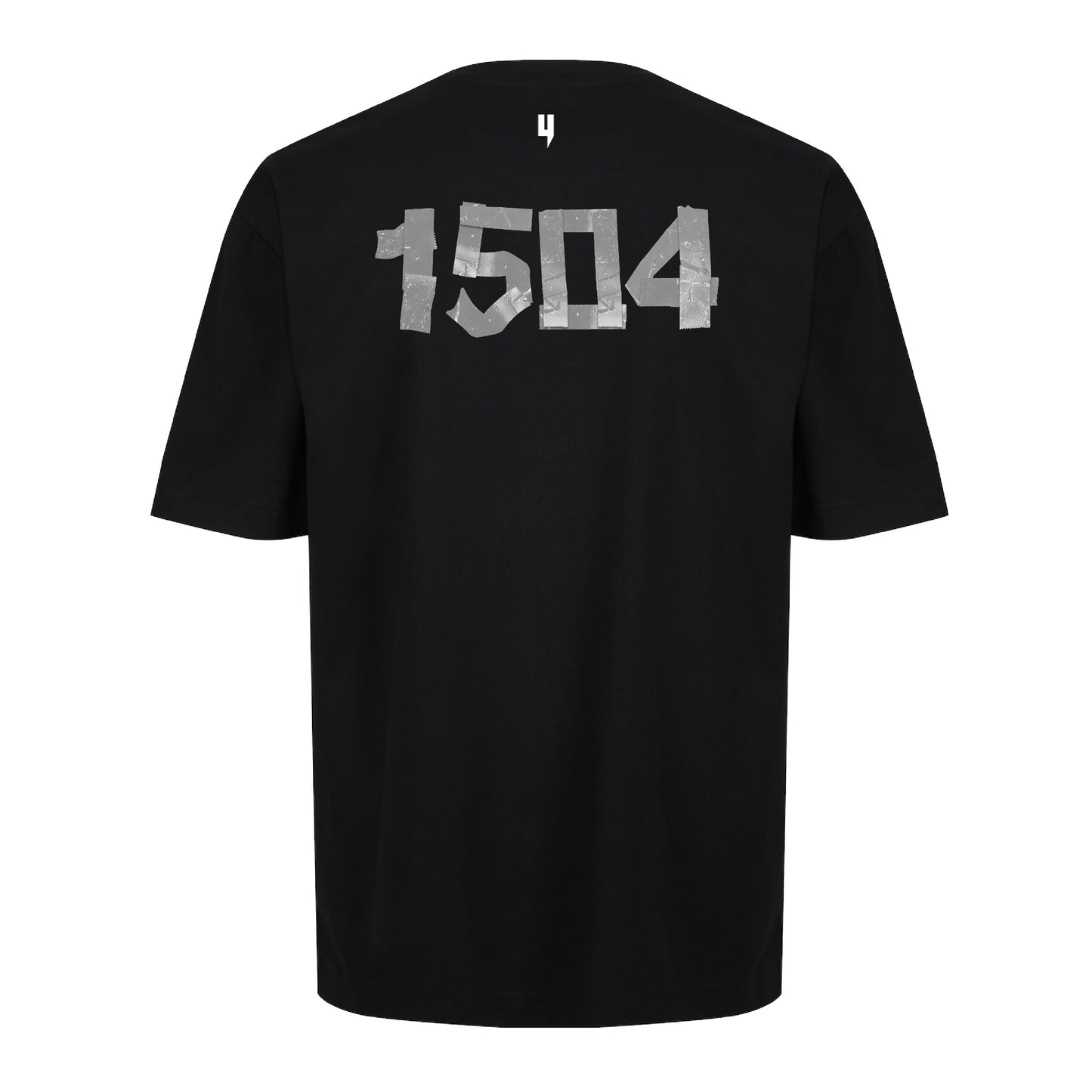 BLACK RELAXED FIT TEE TAPE LOGO