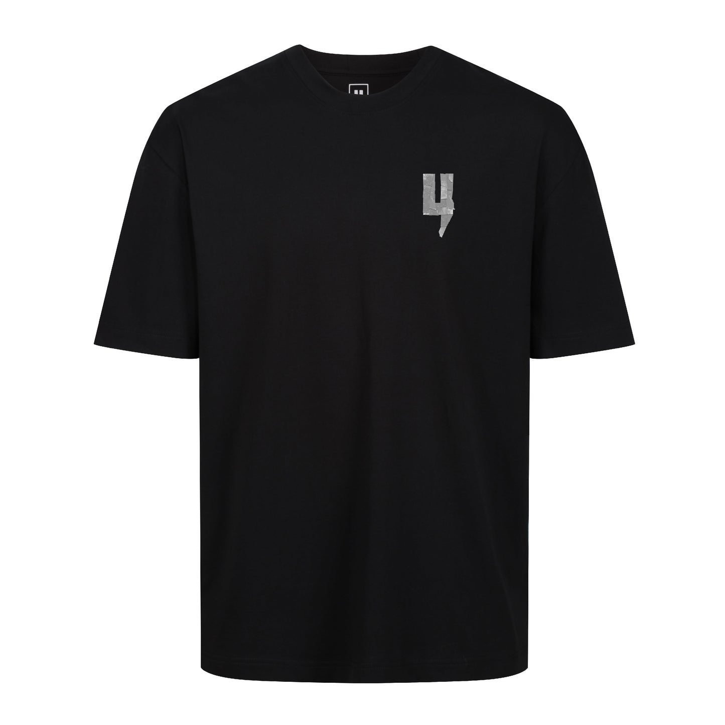 BLACK RELAXED FIT TEE TAPE LOGO