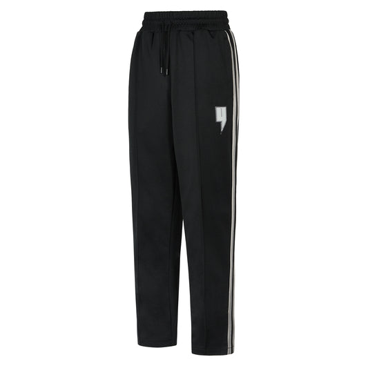 BLACK TRACK BOTTOMS GREY SIDE STRIPE