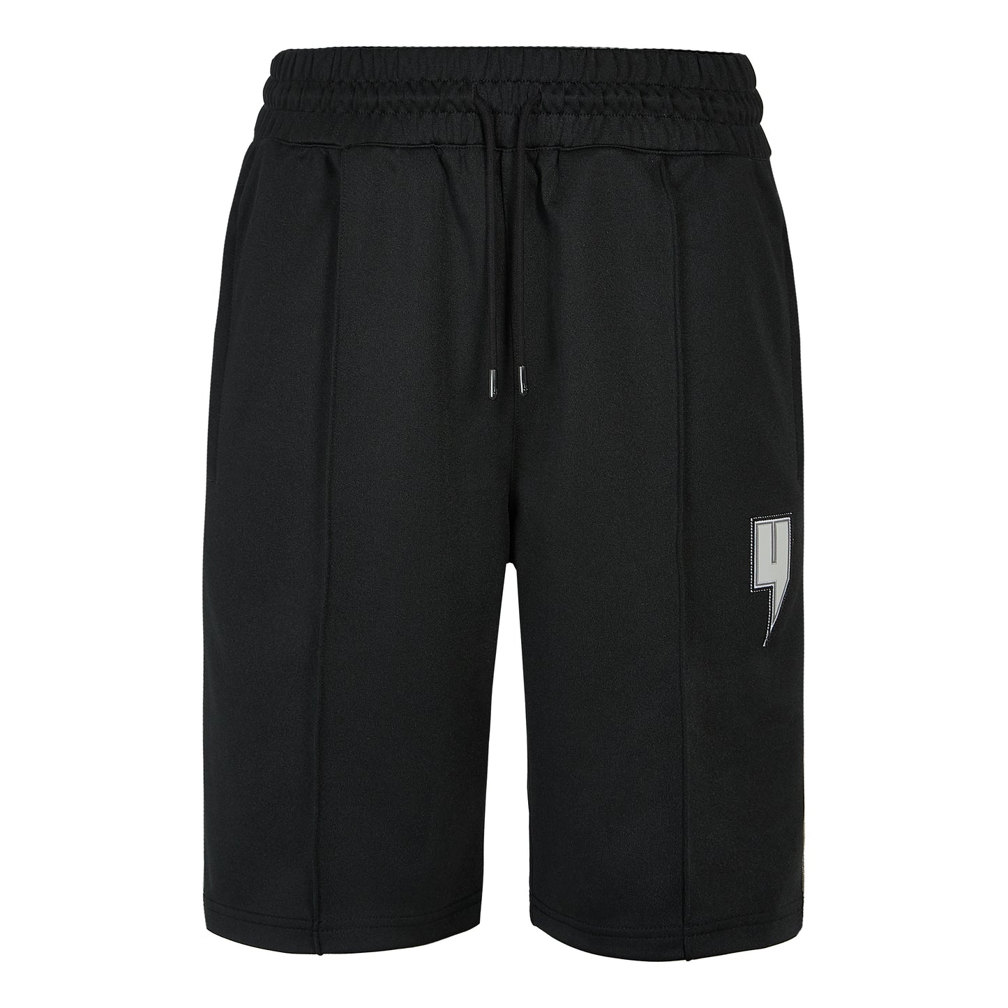BLACK TRACK SHORTS GREY SIDE STRIPE