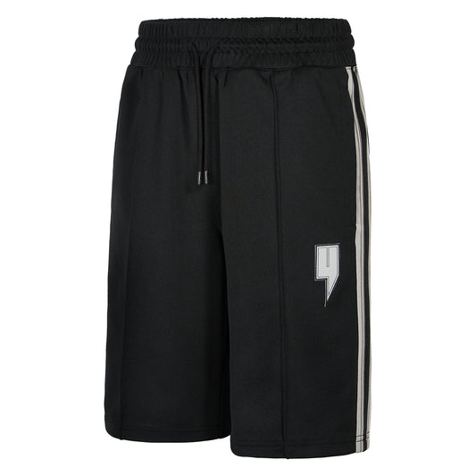 BLACK TRACK SHORTS GREY SIDE STRIPE