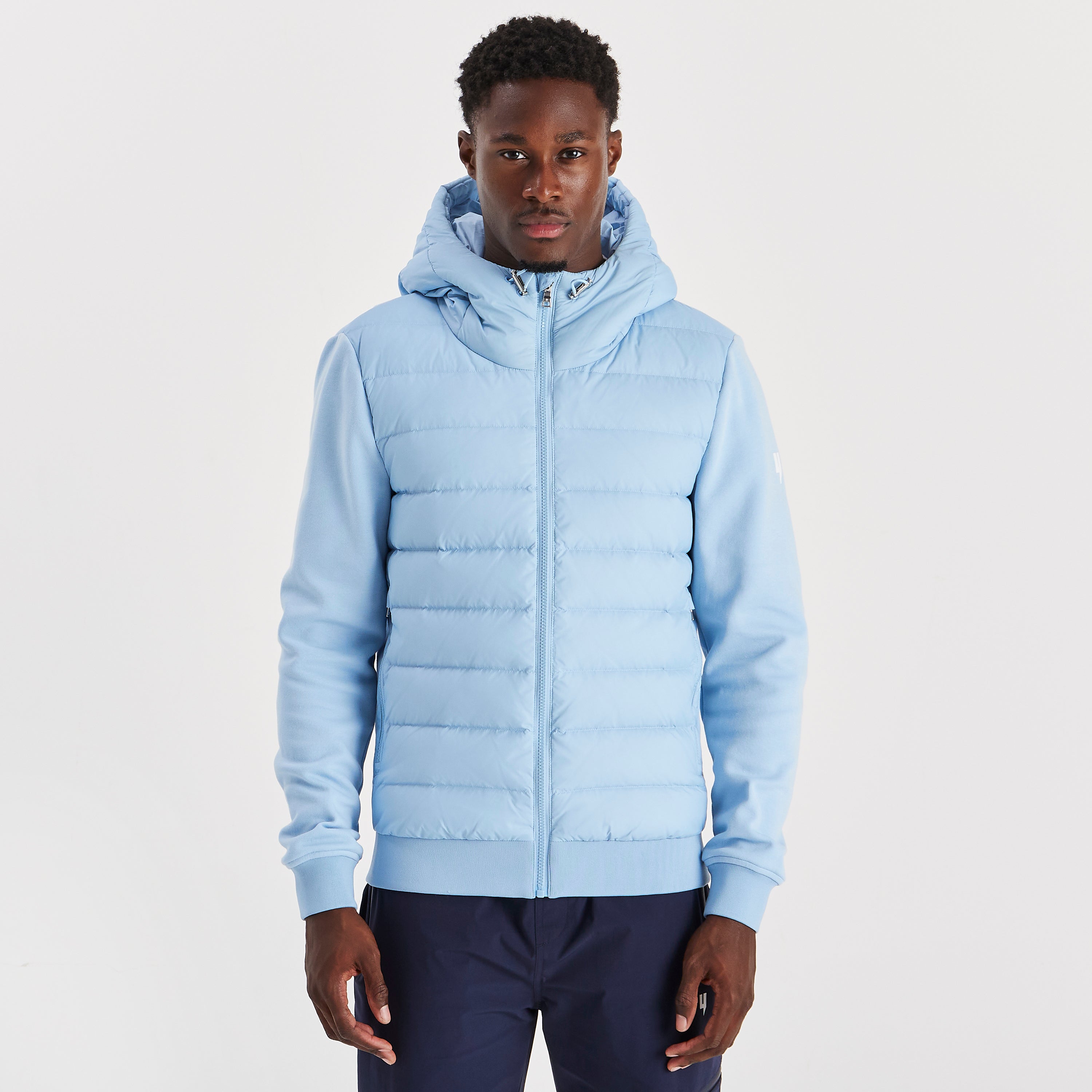 Dark blue light blue and white windbreaker best sale