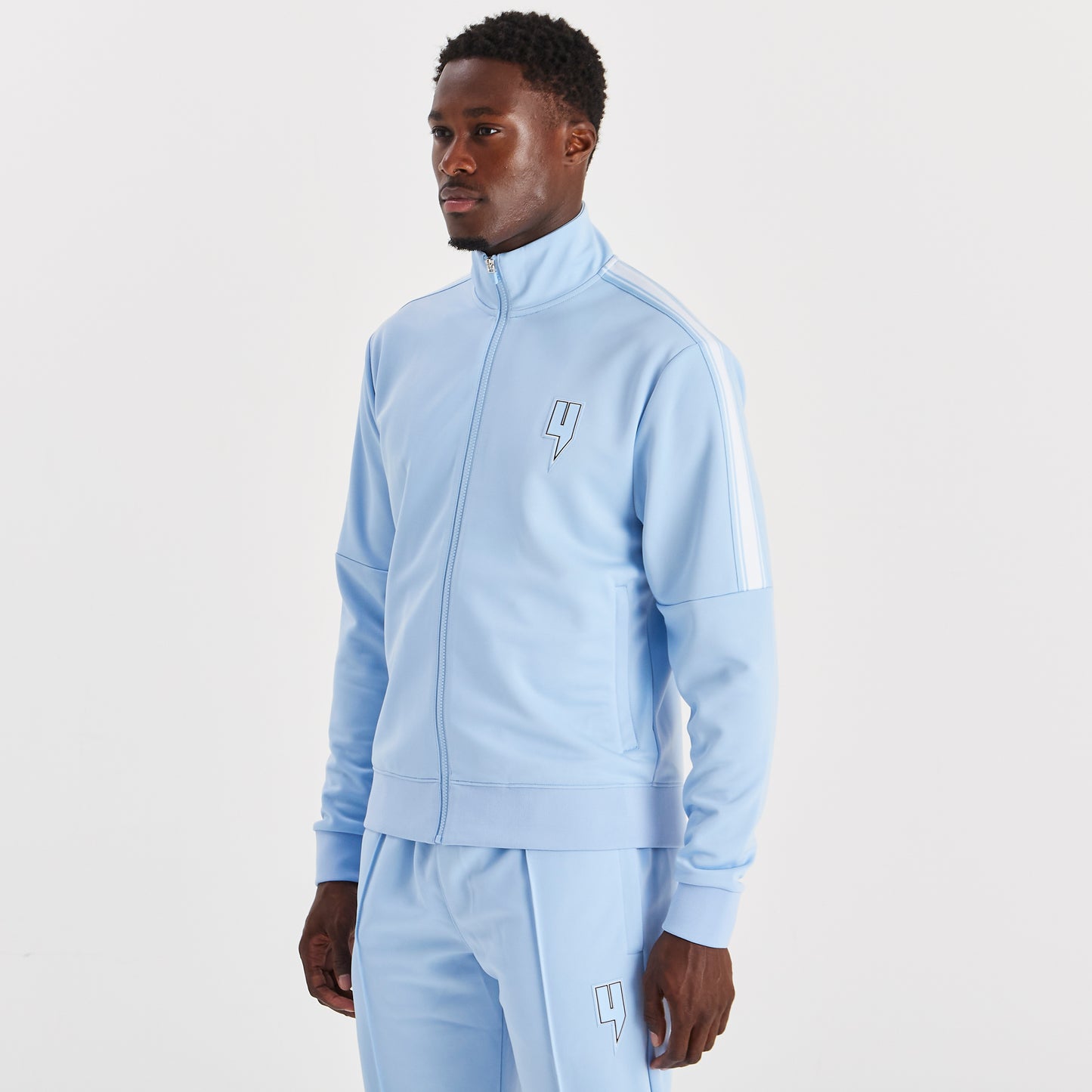 TRACK TOP SIDE STRIPE BABY BLUE