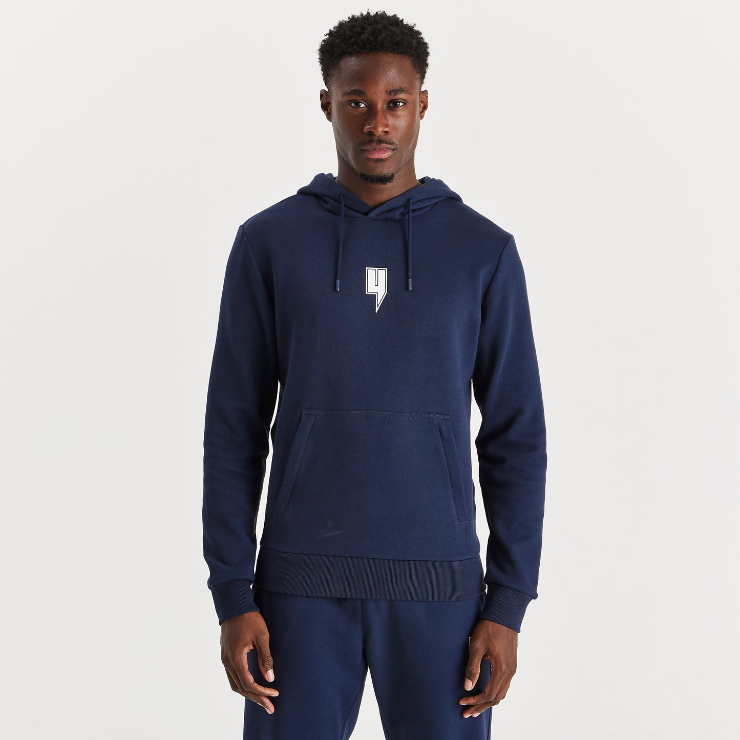 NAVY HOODY WHITE OUTLINE Y LOGO