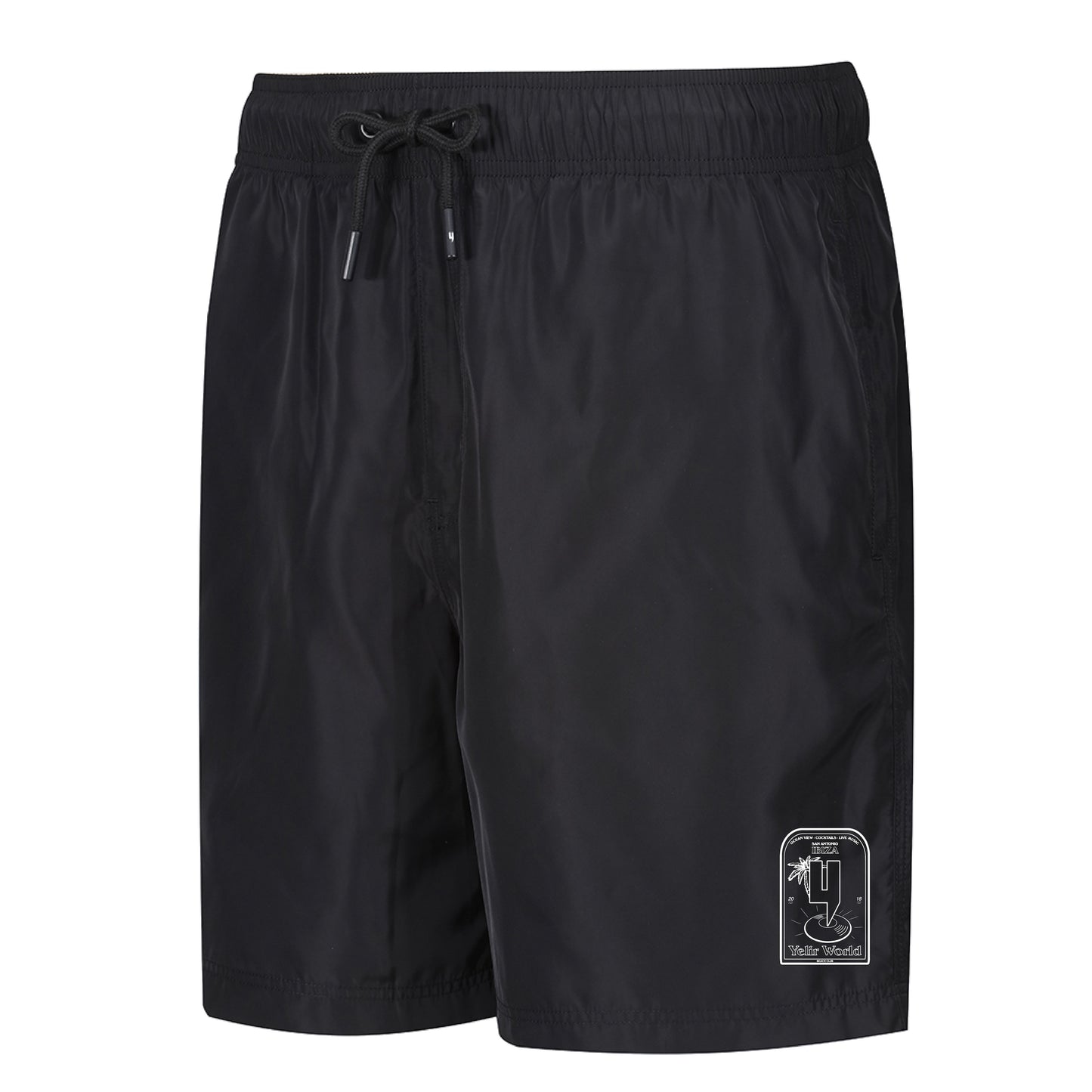 BLACK SWIM SHORTS WHITE IBIZA LOGO