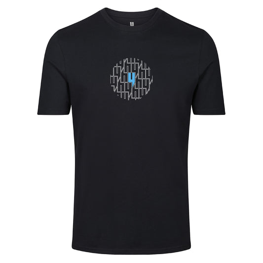 BLACK TEE CIRCLE MULTI Y LOGO BABY BLUE