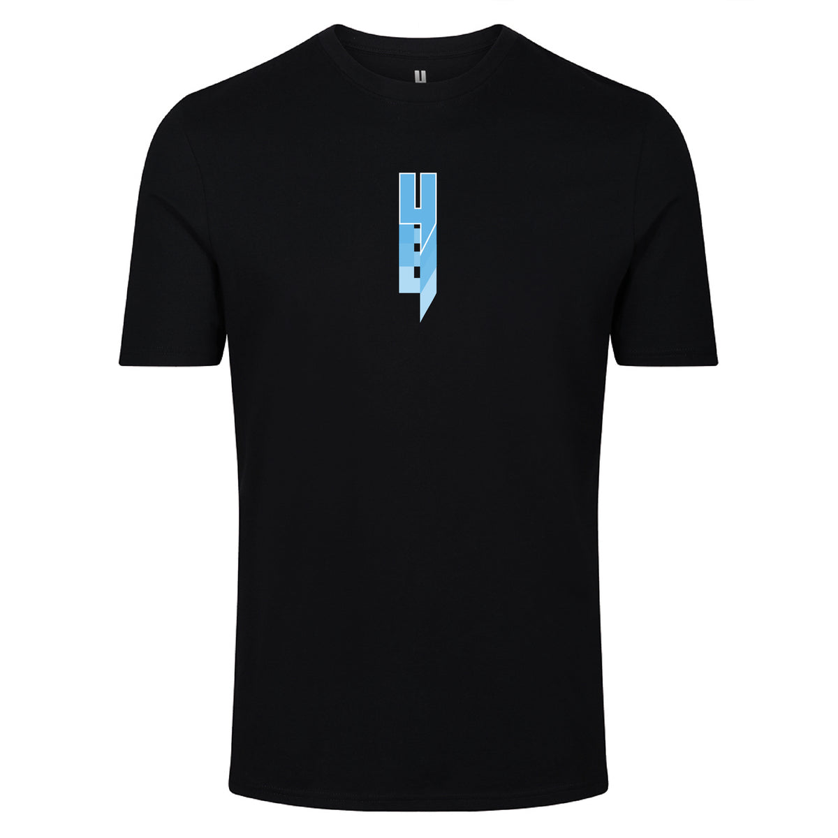 BLACK TEE REPEATING Y LOGO BABY BLUE