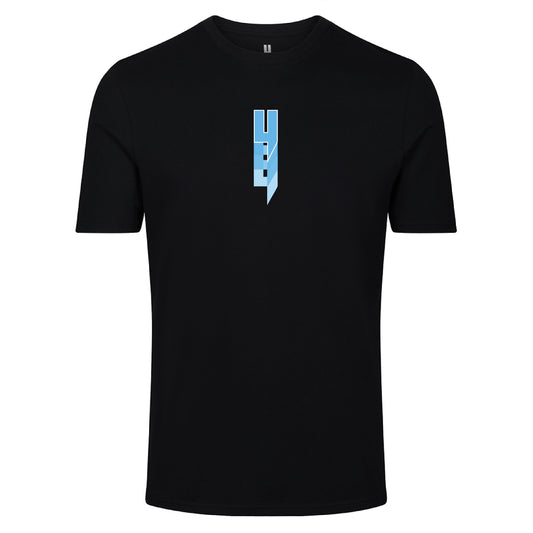 BLACK TEE REPEATING Y LOGO BABY BLUE
