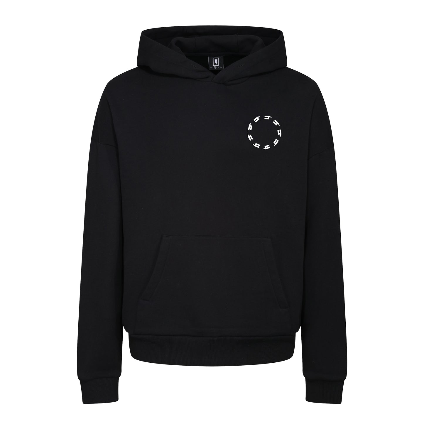 BLACK RELAXED FIT HOODY WHITE CIRCLE LOGO