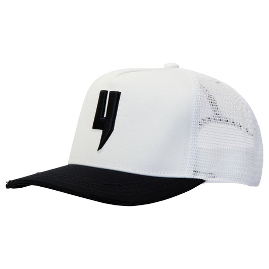 CONTRAST PEAK CAP WHITE BLACK