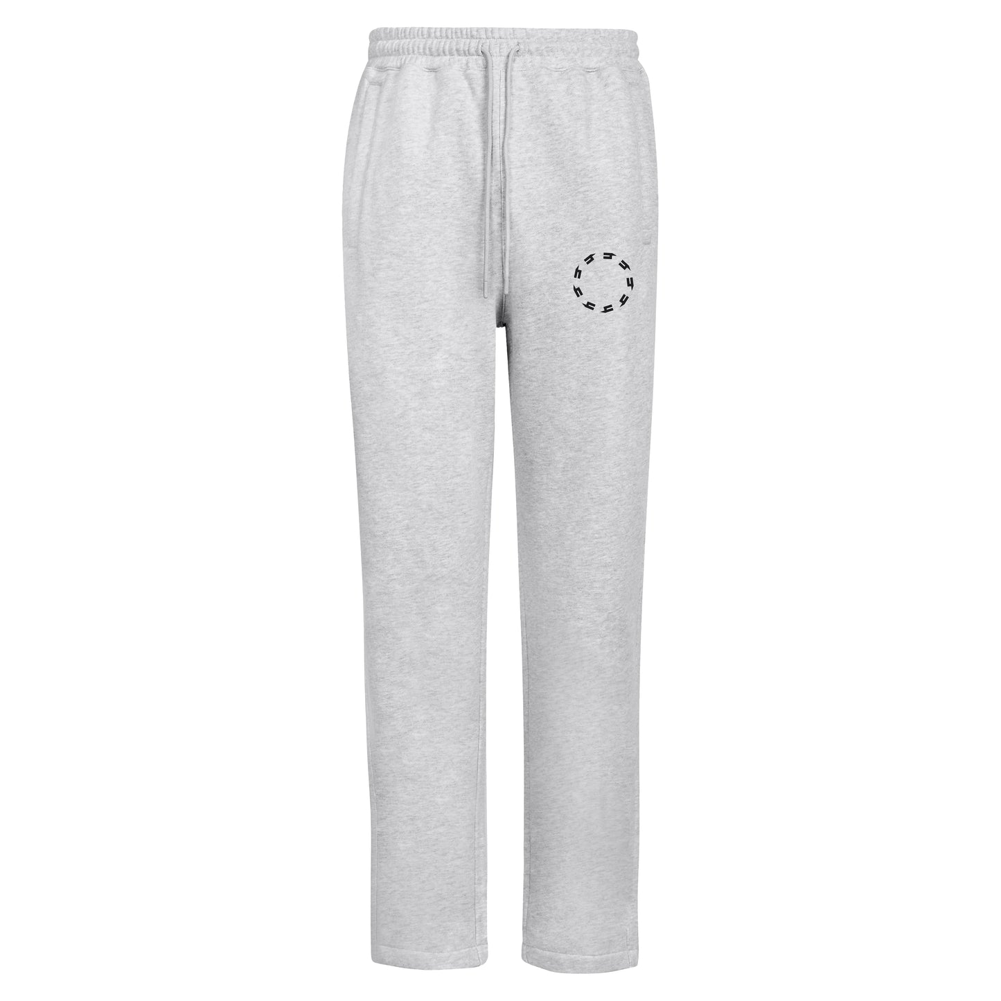 GREY OPEN HEM JOGGERS BLACK CIRCLE LOGO