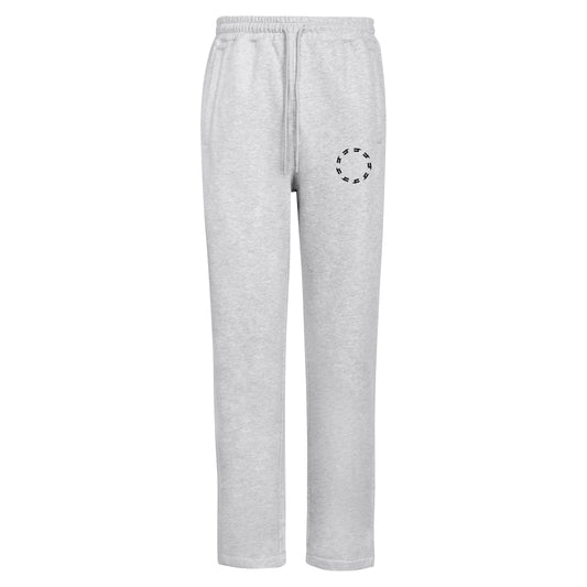 GREY OPEN HEM JOGGERS BLACK CIRCLE LOGO