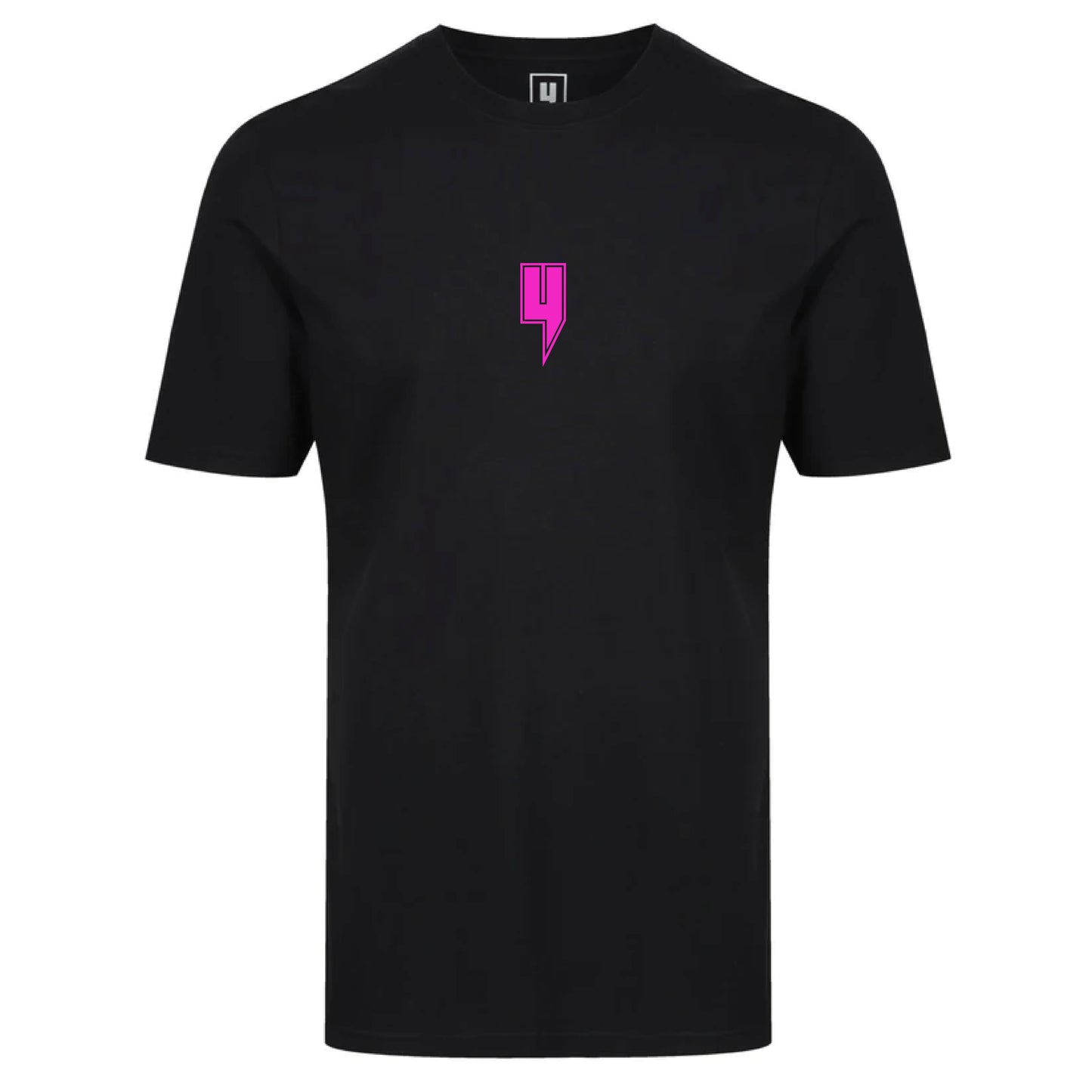 BLACK TEE NEON PINK OUTLINE Y LOGO