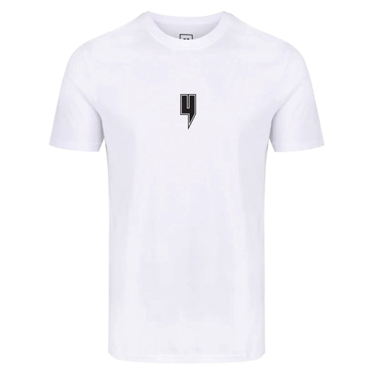 WHITE TEE BLACK OUTLINE Y LOGO