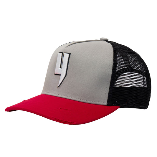 CONTRAST PEAK CAP GREY RED