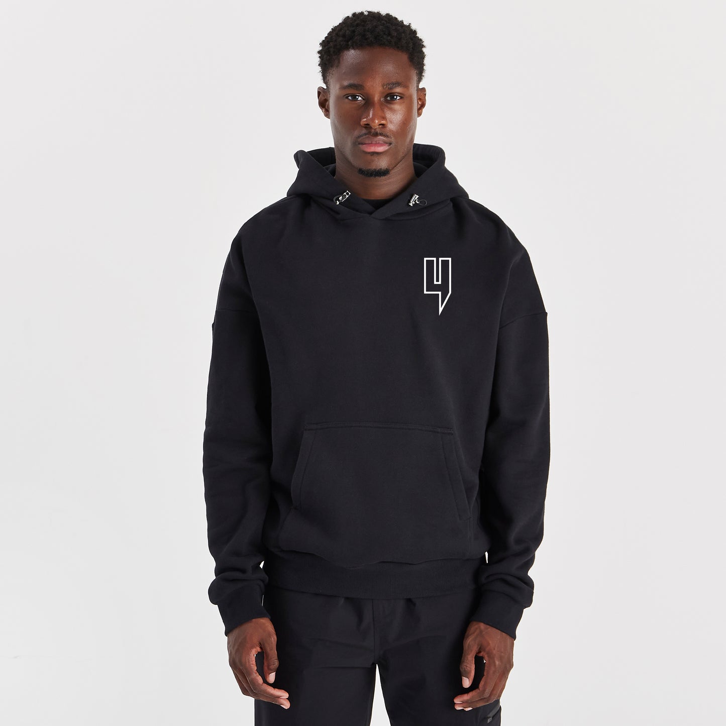 BLACK RELAXED FIT LUX HOODY