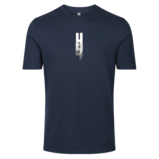 NAVY TEE REPEATING Y LOGO WHITE