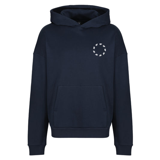 NAVY RELAXED FIT HOODY WHITE CIRCLE LOGO