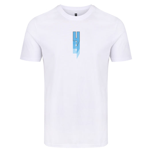 WHITE TEE REPEATING Y LOGO BABY BLUE