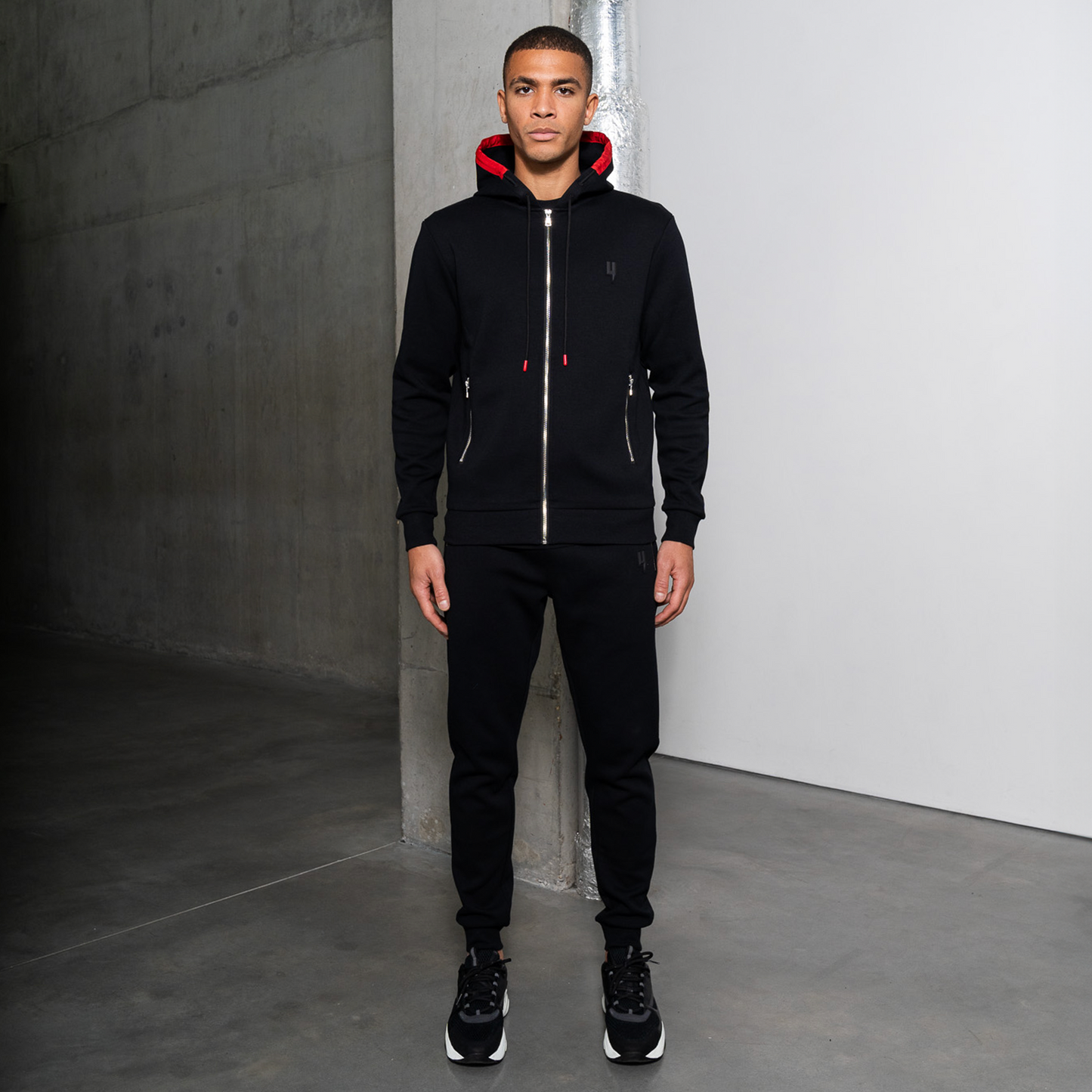 BLACK MIXED CONTRAST HOODY