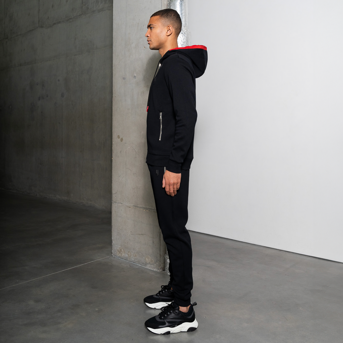 BLACK MIXED CONTRAST HOODY