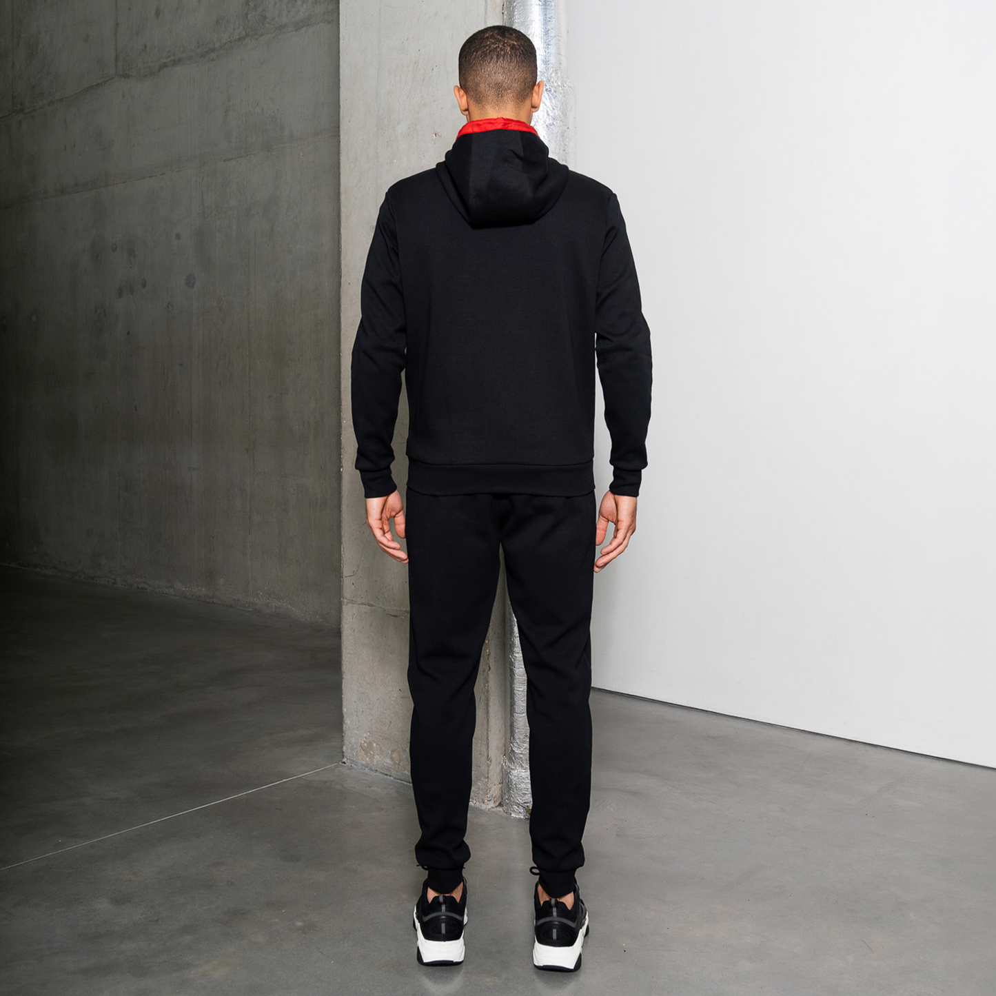 BLACK MIXED CONTRAST HOODY