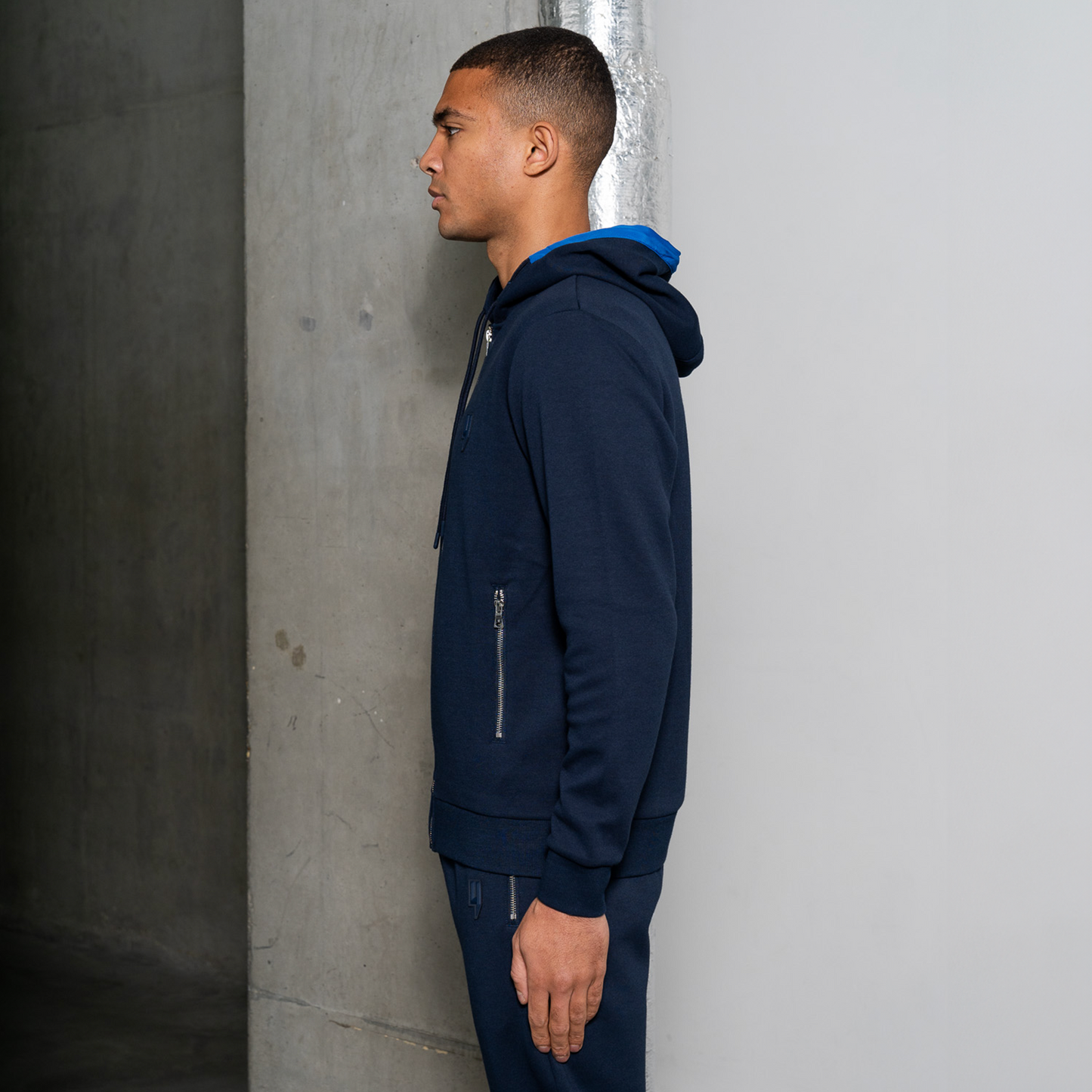 NAVY MIXED CONTRAST HOODY