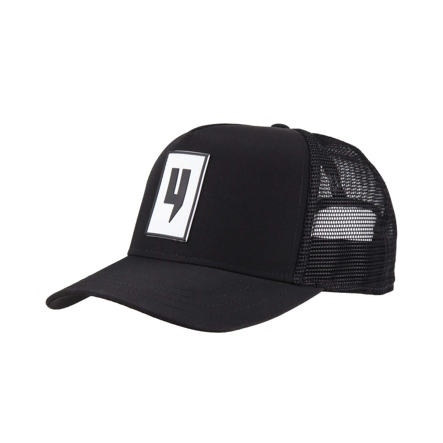 BLACK NYLON CAP WHITE RUBBER BOX LOGO