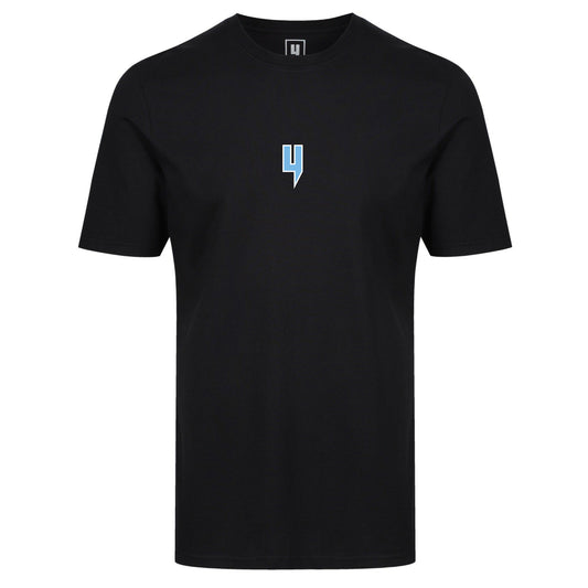 Y LOGO TEE BLACK BABY BLUE WHITE